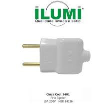 PINO MACHO 2P 10A CINZA ILUMI