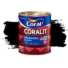 Tinta Esmalte Coral Coralit Ultra Resistência Fosco Preto 0,9 Litros